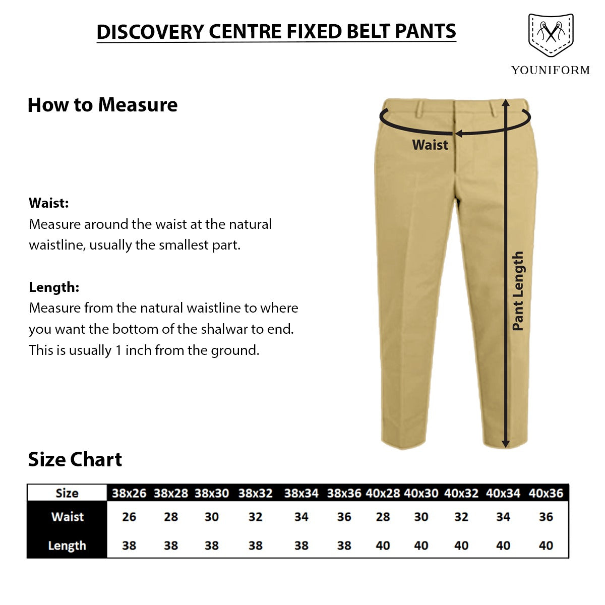 Beige  Fixed Belt Pants